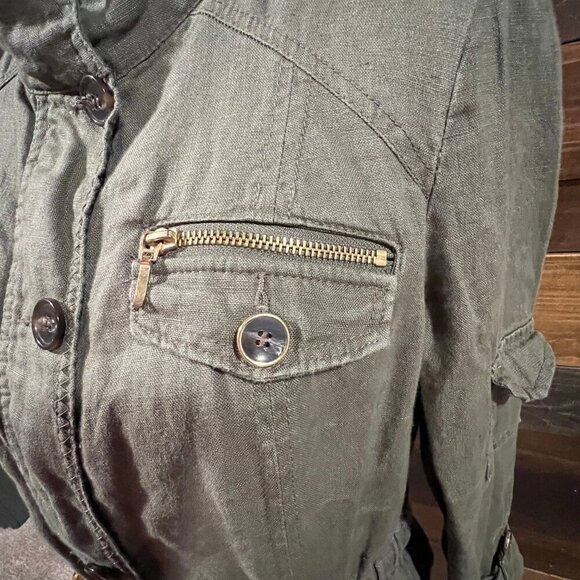 INC International Concepts Linen Army Green Safari Utility Jacket, Size Medium - Picture 3 of 10
